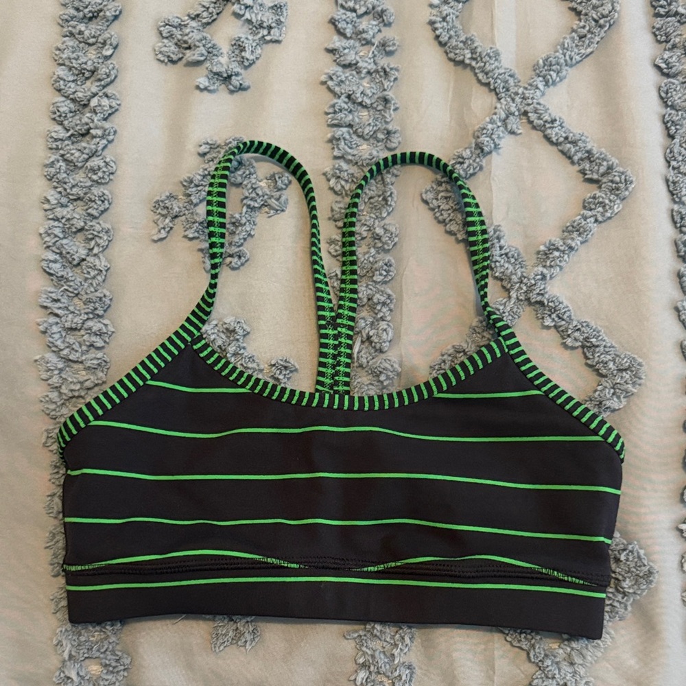 lululemon athletica Navy and Green Striped Bra